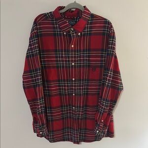 Chaps Mens Oversized Red Plaid Long Sleeve Flannel Shirt Size XL